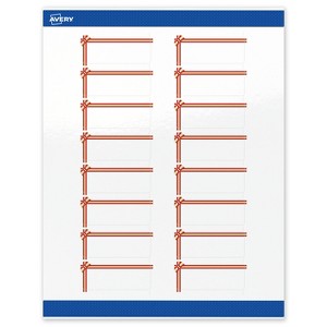Avery Labels, 1" x 2-5/8", Gold-Red Gift Bow, Glossy, 160ct - 1 of 4