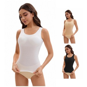 INSPIRE CHIC Women's 3 Pcs Wide Strap Built-In Padded Bras Casual Tank Camisoles - 1 of 4