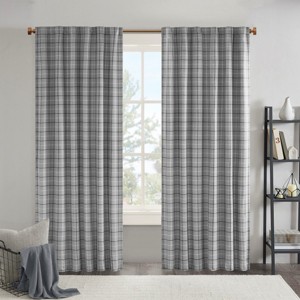 Dsvimoy Curtain Panel Plaid Faux Leather Tab Top for Cozy Home Spaces, Gray, 11.81"*4.72"*7.48" - 1 of 4