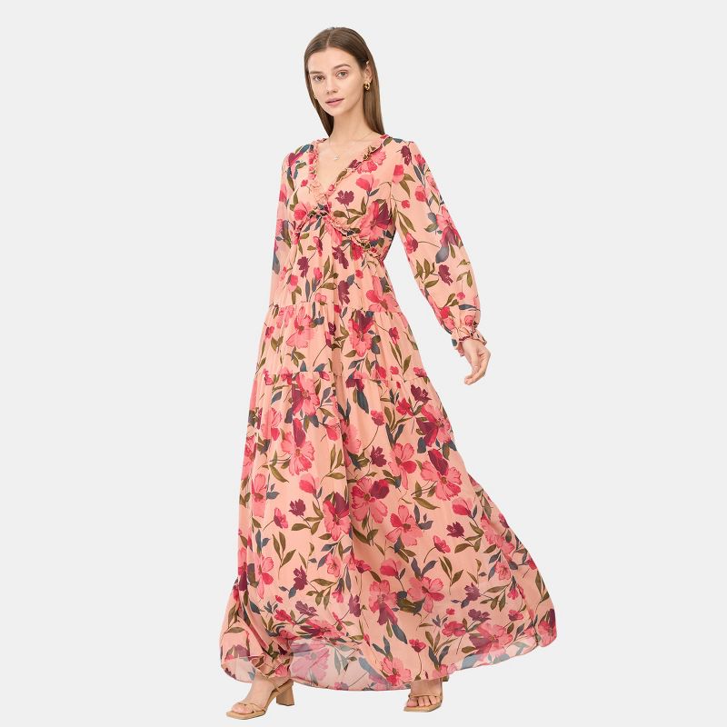 Women's Floral Print Ruffled Maxi Dress - Cupshe, 4 of 10