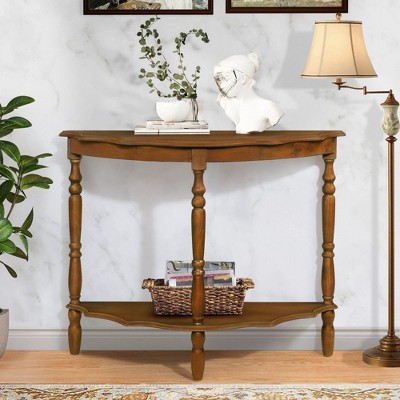 CAVINAS 42 inch Half-Moon Console Table,Modern Entryway Table with Cloud Design Top and Open Shelf for Living Room,Entryway Hallway