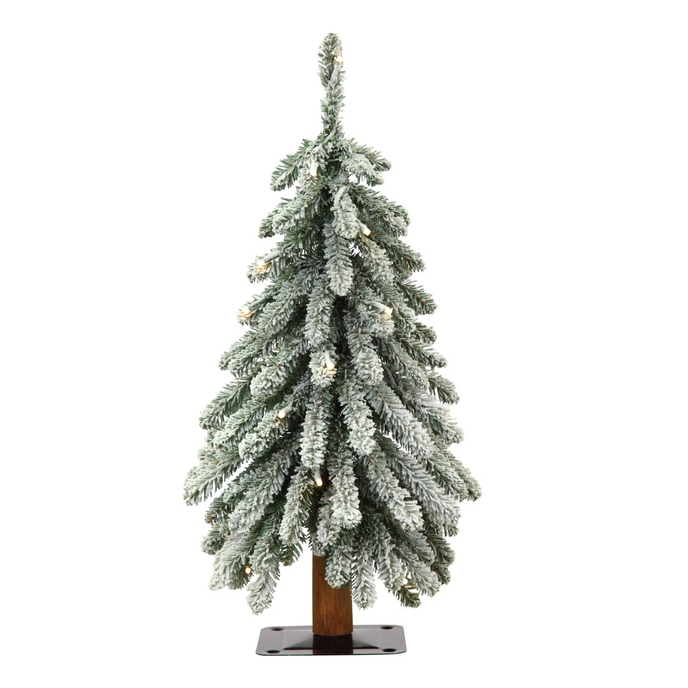 Photos - Garden & Outdoor Decoration 2ft Haute Decor Pre-Lit Lightly Flocked Alpine Artificial Christmas Tree