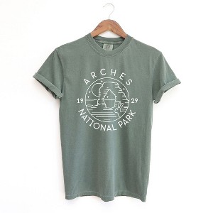 Simply Sage Market Women's Arches National Park Short Sleeve Garment Dyed Tee - 1 of 3