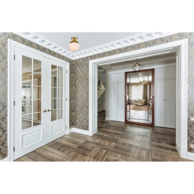 Brass and Frosted White Globe Flush Mount Light