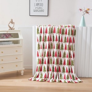 Lomsoe Christmas Tree Blanket Holiday Printed Flannel Throw Blanket Perfect Holiday Decor Gift for Family Friends Christmas Gift. - 1 of 4