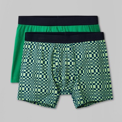 Men's Warped Check/solid Boxer Briefs 2pk - Original Use™ Green : Target