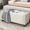 TiramisuBest Velvet Tufted Bedroom Bench, Upholstered Long Window Bench with Bolster, Entryway Bench for Living Room, Violet - 3 of 4