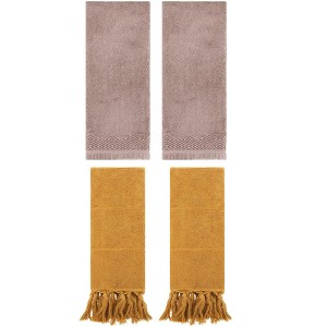 REGALWOVEN 4 Packs Cotton Absorbent Soft Turkish Hand Towels with tassel for Bathroom - 1 of 4