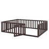 Grungis Queen Size Floor Bed for Kids,Modern Wood Toddler Bed with Heightened Safety Guardrails and Door,Montessori Bed for Bedroom - 4 of 4
