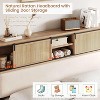 Rattan Bed Frame with Headboard, Charging Station & Storage Shelves, Boho Rattan Bed with Sliding Barn Door, Silent Slats & No Box Spring Needed - 2 of 4