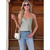 INSPIRE CHIC Women's 2 Pcs Satin Camisole Silky Pajama Tank Tops V Neck Soft Spaghetti Strap Loose Basic Sleepwear - 3 of 4