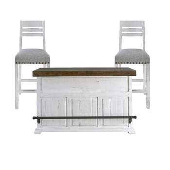 3pc Robertson Wooden Bar Height Dining Set White - Picket House Furnishings