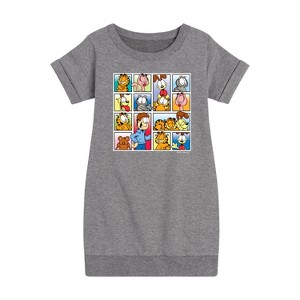 Girls' - Garfield - Friends Graphic Short Sleeve Fleece Dress - 1 of 4