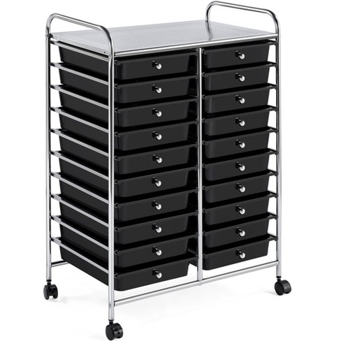 Iris Usa 10 Drawer Rolling Storage Cart With Drawers With Organizer Top,  Black : Target