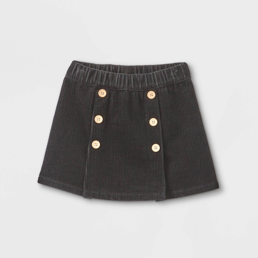 Art Class Corduroy Button Skirt, Black, 12M