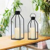 Modern Farmhouse Lanterrn Decor- Black Metal Candle for Summer Night- Lanterns w/Timer Flickering Candles for Home,Fireplace Mantle Décor - 2 of 4
