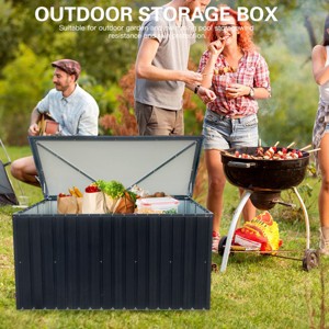 Outdoor Patio Garden Metal Storage Box,Backyard Pool Deck Storage Box with Lockable Lid,Water-Resistant Outside Tool Box-Coolbibila - 1 of 4