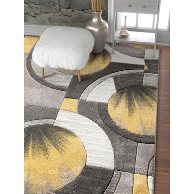 Gold and Gray Geometric Handmade 6' x 9' Area Rug