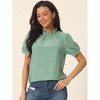 Seta T Women's Back Button Dressy Casual Ruffle Neck Summer Puff Sleeve Eyelet Tops - 2 of 4