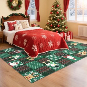 Modern Christmas Decorations Indoor Geometric Soft Non-Shedding Floor Mat Washable Low Pile - 1 of 4