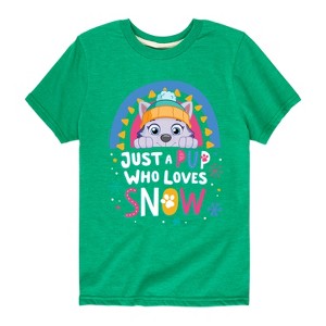 Boys' - Paw Patrol - Just A Pup Who Loves Snow Short Sleeve Graphic T-Shirt - 1 of 4