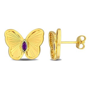 EVERLY JEWELRY | Yellow Plated Sterling Silver 1/7 CT TGW Amethyst Fashion Post Earrings - 1 of 4