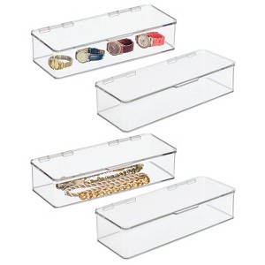 mDesign Plastic Bedroom Closet Storage Organizer Box, Hinged Lid - 1 of 4
