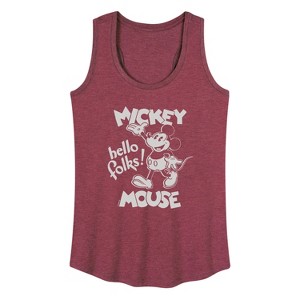 Women's - Disney - Mickey Mouse Hello Folks Graphic Racerback Tank - 1 of 4