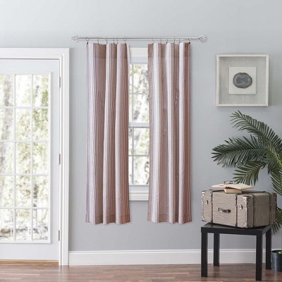 Brick Ticking Stripe Cotton Polyester Light-Filtering Curtains