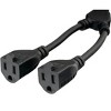 Sanoxy 14 inches Ultra Low Profile Power Extension Cord Splitter Cable 16 AWG (2 NEMA 5-15R to 1 NEMA 5-15P) - 3 of 4