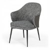 HomeRoots Gray And Black Upholstered Fabric and Faux Leather Wing Back Dining Arm Chair - 4 of 4