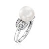 Ross-Simons 10mm Shell Pearl and .60 ct. t.w. CZ Vintage-Style Ring in Sterling Silver - 3 of 4