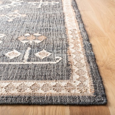 Black and Ivory Handwoven Tribal Kilim Area Rug