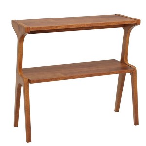 Resenkos Solid Wood End Table, 2-Tier Sofa Side Table with Storage Shelf for Living Room, Farmhouse Bedroom, Rustic Brown - 1 of 4