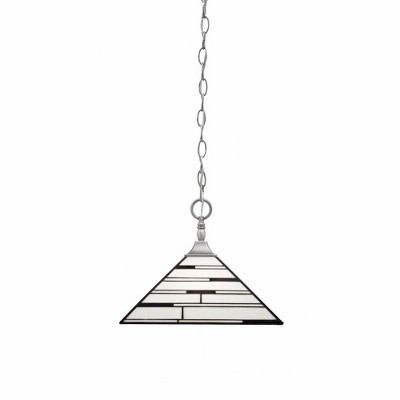 Toltec Lighting Any 1 - Light Pendant in  Brushed Nickel with 14" Pearl Ebony Art Glass Shade