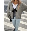 Women's Casual Knit Cardigan Front Tie Bell Long Sleeves Open Front Lightweight Sweater Cardigan - 3 of 4