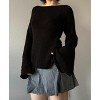 Women's Bell Sleeve Knit Sweater - Sexy Back Tie Detail Cropped Casual Top S-L - 2 of 2