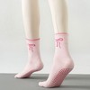Anna-Kaci Women's 2-Pack Non-Slip Grip Socks with Bow Embroidery and Anti-Skid Dot Soles - 3 of 4
