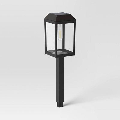 Solar Pathway Light with 4-Sided Vintage Bulb Black - Threshold™
