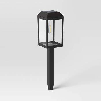 Solar Pathway Light with 4-Sided Vintage Bulb Black - Threshold™
