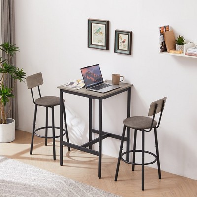 Bar Table Set With 2 Bar Stools Particle Board Bar Table Set With 2 Bar Stools PU Soft Seat With Backrest