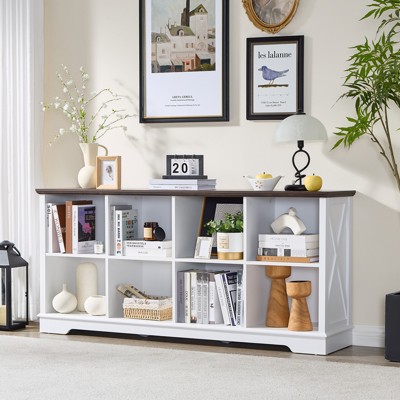 Farmhouse  Cube Bookshelf, Wood Display Cabinet Book Shelves for Bedroom,Living Room,Office