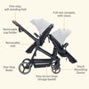 Double Stroller Track Tandem Stroller, Foldable Pushchair Bassinet Pram, Multi-Position Reversible & Adjustable Backrest - 4 of 4