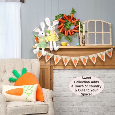 The Lakeside Collection Easter Spring Decor Bunny Carrot Wreath Garland PiIlow - Carrot Wreath