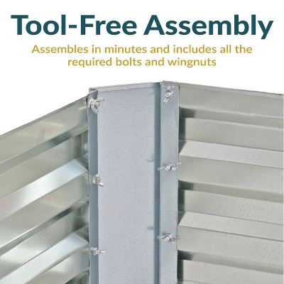 Silver Galvanized Steel Rectangle Raised Garden Bed for Outdoor Patio