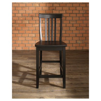 Black 24" Solid Wood School House Counter Stools, Set of 2