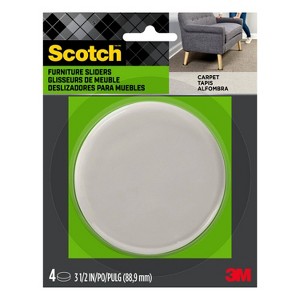 Scotch 4pk Reusable Hard Sliders Gray: Furniture Moving Pads for Carpet, Plastic, 3.5" x 3.5" - 1 of 4