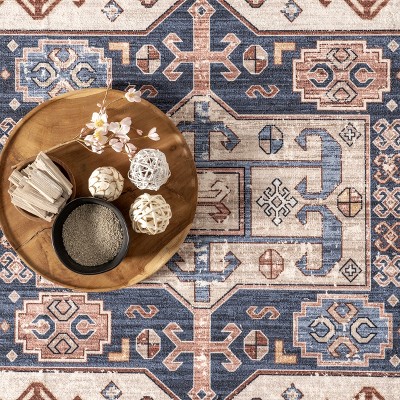 Eco-Chic Rust 4' x 6' Synthetic Non-Slip Washable Area Rug