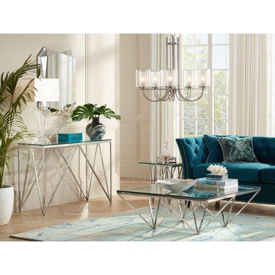 Melody Brushed Nickel 27" Wide Modern Pendant Chandelier with Frosted Glass