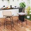 Tangkula 2 PCS Patio Bar Stools 360° Swivel PE Rattan Bar Chairs with Backrests & Footrests Outdoor Armless Barstools with Soft Seat Cushions - 2 of 4